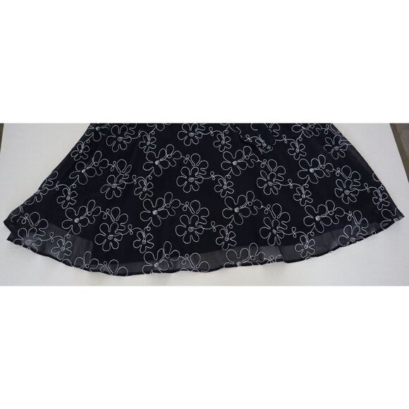 DKNY DD2F3346 Women's Sz 6 Black Embroidered Faux-Wrap Sheer-Sleeve Dress $139+ - Picture 11 of 16